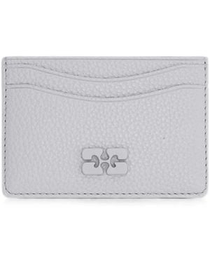 Ganni Bou Grained Leather Card Holder - Grey