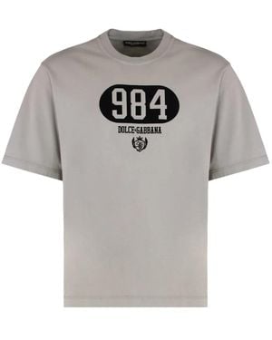 Dolce & Gabbana Crew-Neck Print T-Shirt - Grey