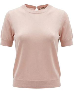 Tagliatore Short-Sleeve Silk Top - Pink