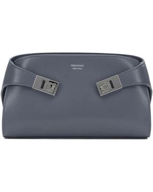 Ferragamo Petit Sac Porté Épaule Hug En Cuir - Grey