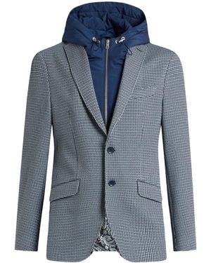 Etro Micro Check-Pattern Blazer - Blue