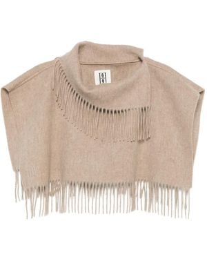 By Malene Birger Turtla Fringed Bib Scarf - Natural