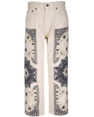 R13 Bandana-Patchwork Jeans - White