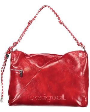 Desigual Braided-Strap Debossed-Logo Tote Bag - Red