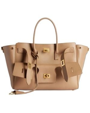Balenciaga Small Bel Air Leather Tote Bag - Natural