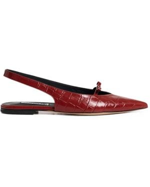 Essentiel Antwerp Klat4 Croc-Effect Slingback Ballet Flats - Red