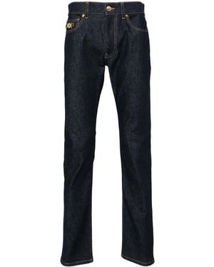 Versace Mid-Rise Slim Cotton Jeans - Blue