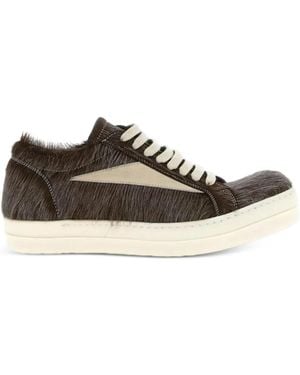 Rick Owens Leren Sneakers Met Bont-Applicatie - Bruin