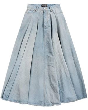 Balenciaga Falda Larga Con Detalle De Flecos - Azul
