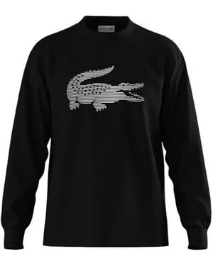 Lacoste Logo-Print Crew-Neck Sweatshirt - Black