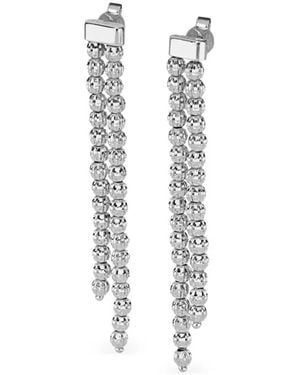 Desmo Crystal Double-Row Drop Earrings - White