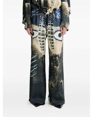 Munthe Arum Print Wide-Leg Trousers - Blue