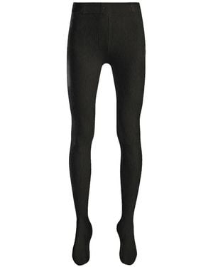 Loewe Ribbed-Knit Logo-Patch Trousers - Black