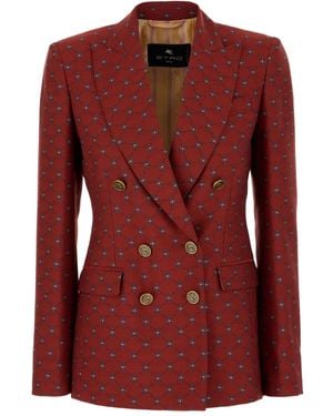 Etro Geometric-Pattern Double-Breasted Blazer - Red