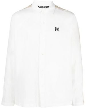 Palm Angels Pa Monogram-Print Linen Shirt - White