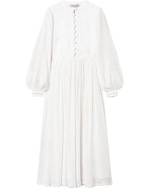 Twinset Plumetis Linen Maxi Dress - White