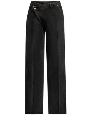 Manière De Voir Astrid Wrapover Wide Leg Jeans - Black