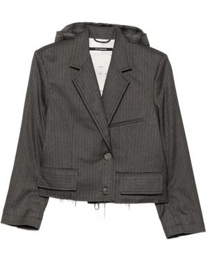Song For The Mute Pinstripe Hooded Jacket - Gray