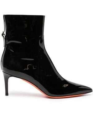 Santoni 65Mm Patent Leather Ankle Boots - Black