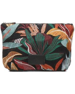 V73 Embroidered Cotton Clutch - Grey
