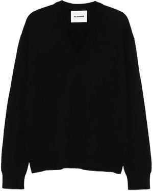 Jil Sander Kaschmirpullover mit V-Ausschnitt - Schwarz