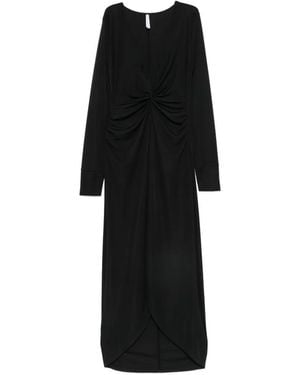 Imperial Twist-Detail V-Neck Midi Dress - Black