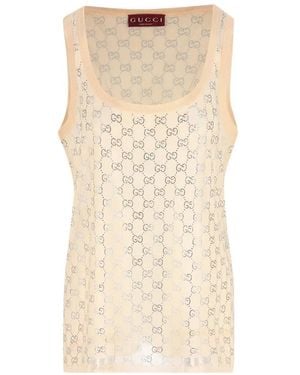 Gucci Gg-Pattern Tank Top - Natural
