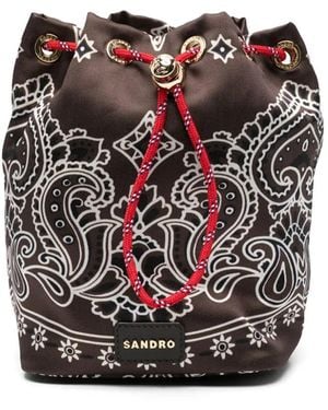 Sandro Leren Bucket-Tas - Zwart