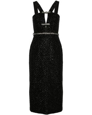 Self-Portrait Bouclé-Midikleid - Schwarz