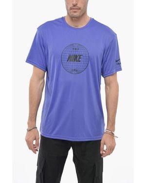 Nike T-Shirt Met Dri-Fit Logoprint - Blauw
