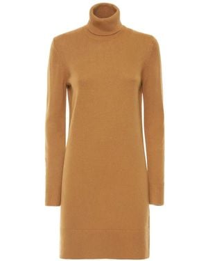 Michael Kors High-Neck Ribbed Knit Midi Dress - Natural
