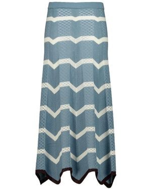 La DoubleJ Gonna Midi Con Motivo Chevron - Blu