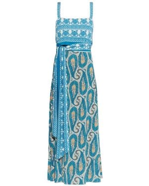 Etro Patterned Tie-Waist Maxi Dress - Blue