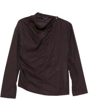 Soeur Lana Pinstriped High-Neck Blouse - Purple