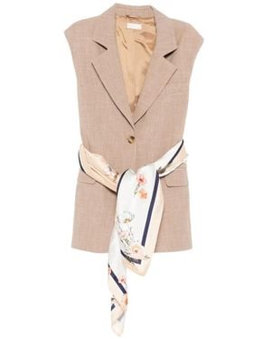 Liu Jo Scarf-Detail Waistcoat - White