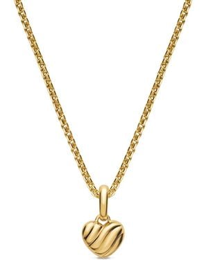 David Yurman Petite Puffy Cable Heart Amulet - Metallic