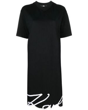 Karl Lagerfeld Signature Hem Organic-Cotton Dress - Black