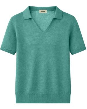 A PAPER KID Knitted V-Neck T-Shirt - Green