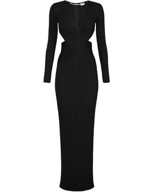 Elisabetta Franchi V-Neck Knitted Maxi Dress - Black