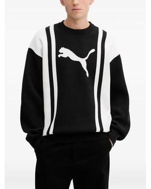 PUMA Logo-Motif Colour-Block Sweater - Black