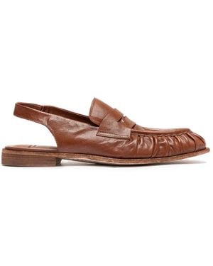 Officine Creative Zapatos Solitude Con Tacón De 102 Mm Fruncidos Con Tira Trasera - Marrón