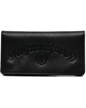 Neighborhood Logo-Embossed Chain Wallet - Black