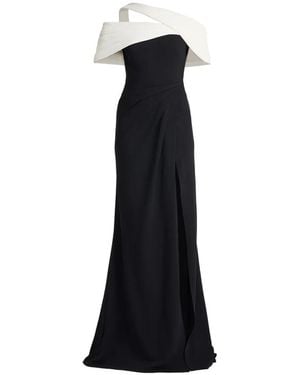 Tadashi Shoji Draped Slit Maxi Dress - Black