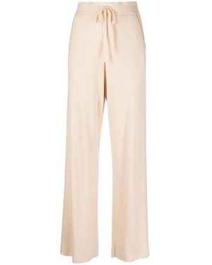 Max & Moi Ribbed Wide-Leg Trousers - Natural