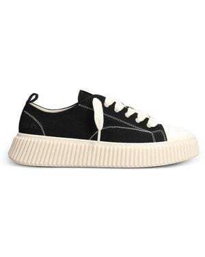 Rhun Treble Lace-Up Canvas Trainers - Black