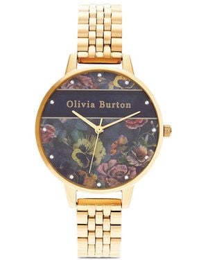 Olivia Burton Floral-Print Dial 34Mm Watch - Metallic