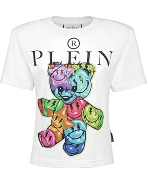 Philipp Plein Padded-Shoulders Cotton T-Shirt - White