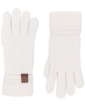 Eleventy Gerippte Handschuhe Mit Logo-Patch - Weiß