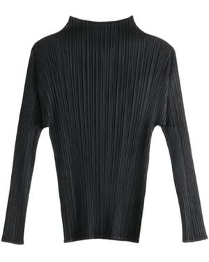 Pleats Please Issey Miyake Pleated Long-Sleeve Top - Black
