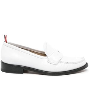 Thom Browne Soft Spazzolato Leather Sole Pleated Varsity Loafers - White
